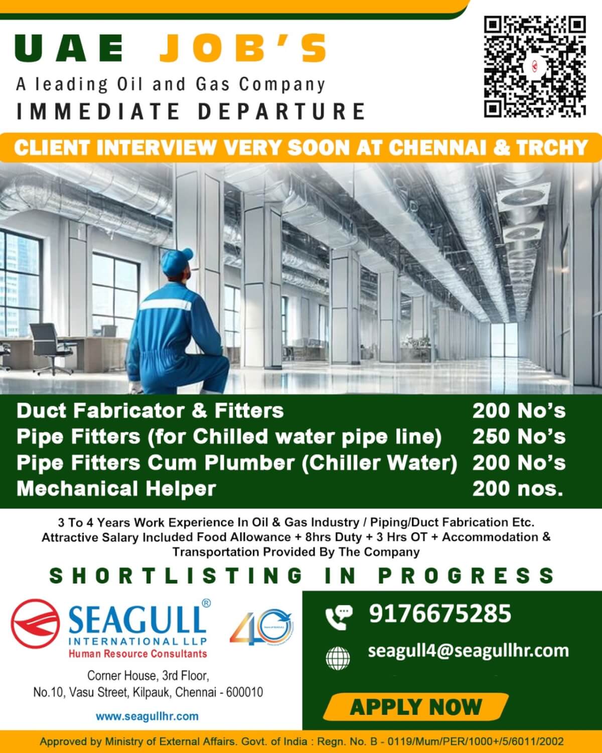 VERY URGENT REQUIREMENTS FOR MEP MAINTENANCE LONG TIME PROJECT AT ABU DHABI - UAE