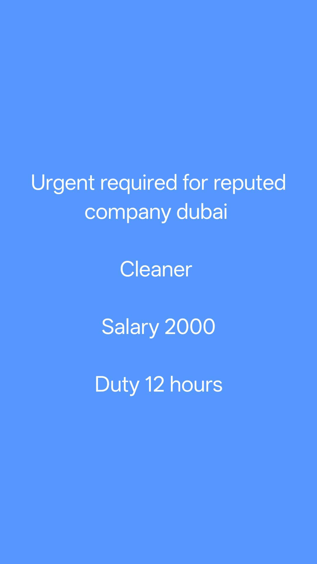 Urgent required for reputed company dubai
