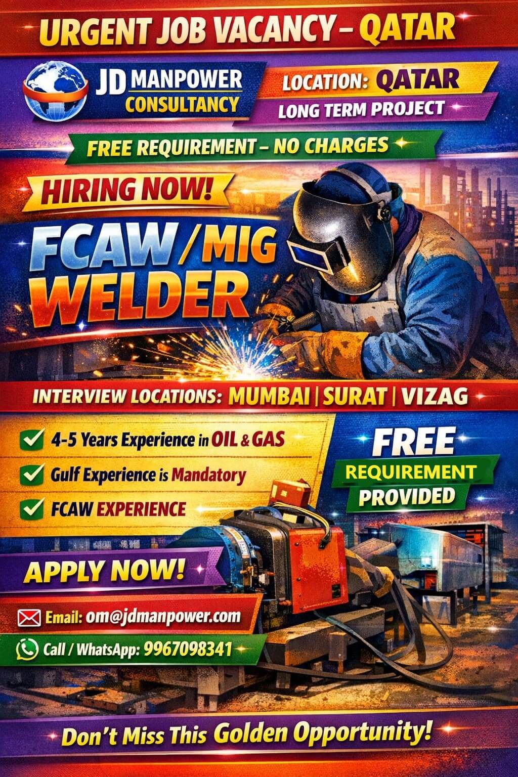 URGENT JOB VACANCY – QATAR (FCAW WELDER)