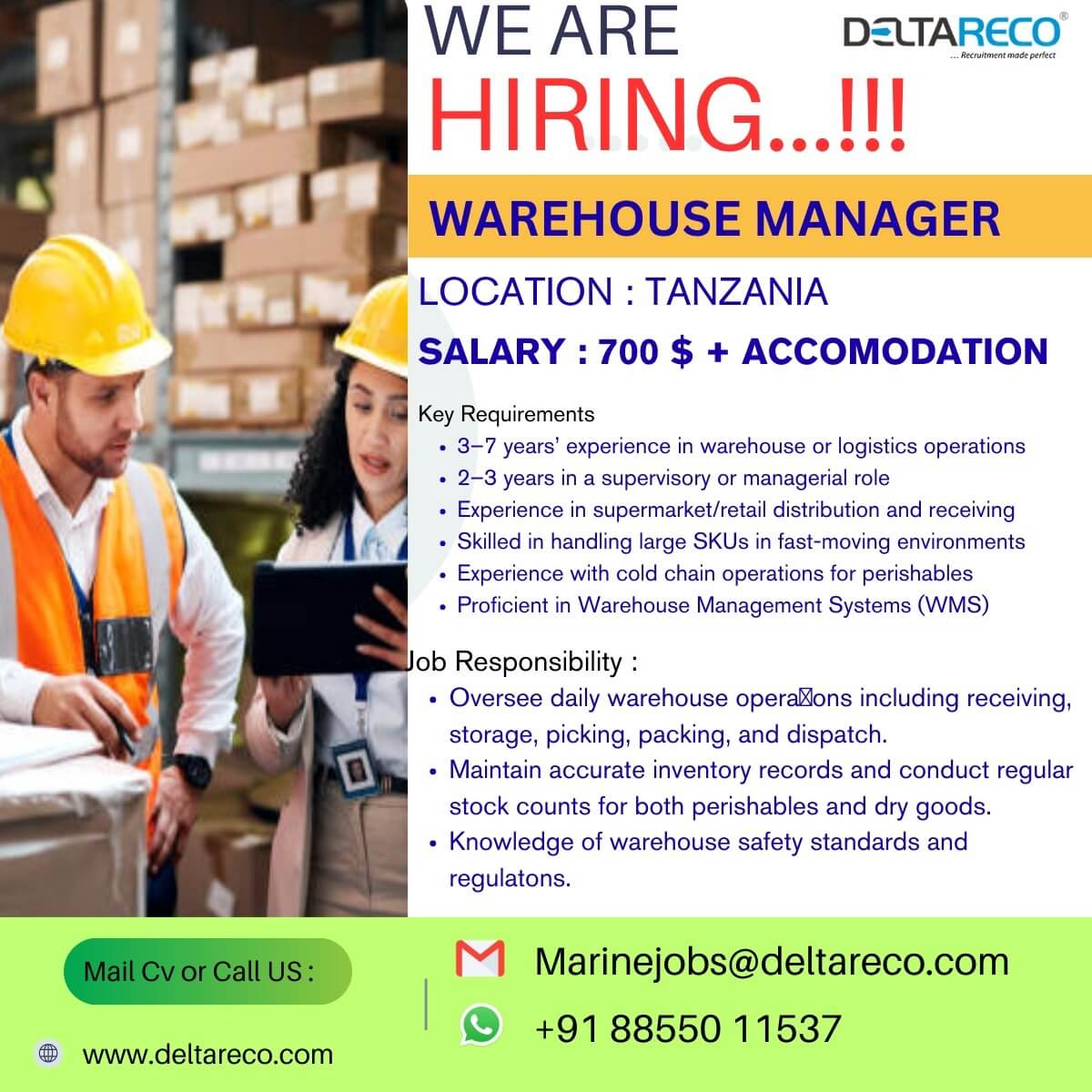 Hiring  Warehouse manager for  Tanzania