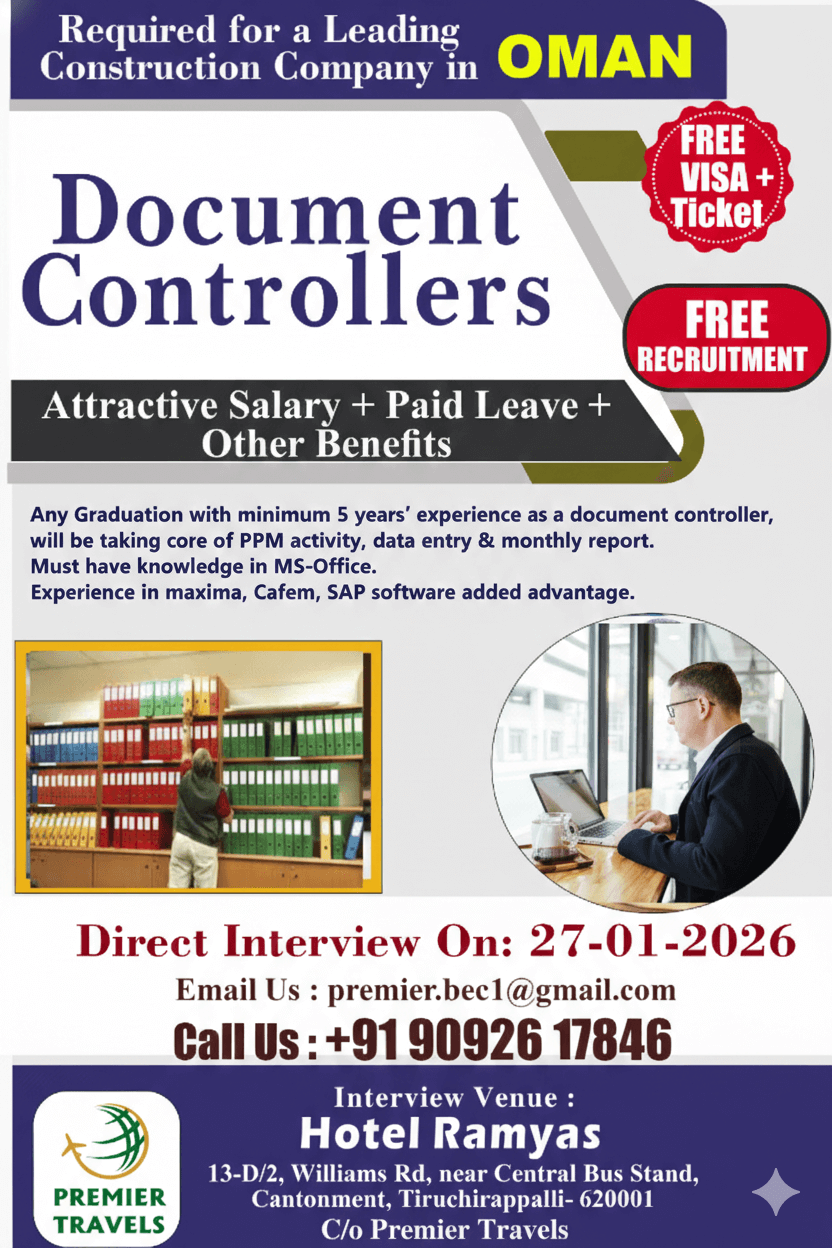 Urgently Requirement for Document Controller