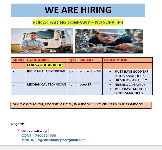 WE AR.E HIRING FOR OPAL UNITED  SAUDI AABIA