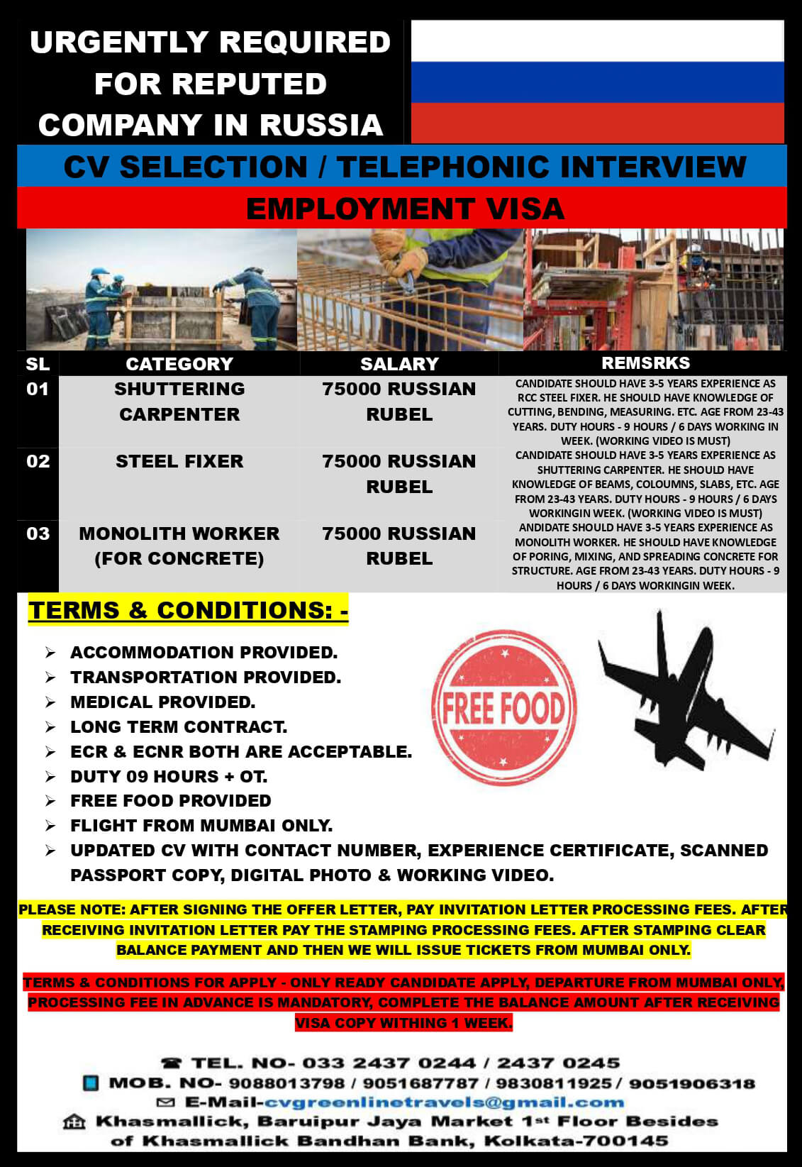 SHUTTERING CARPENTER, STEEL FIXER, MONOLITH