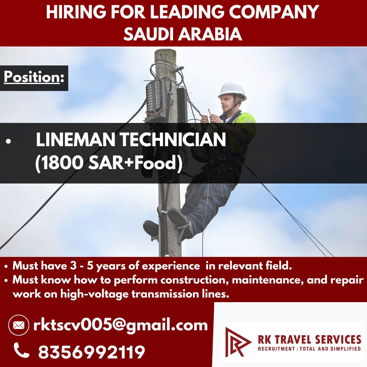 HIRING FOR LEADING COMPANY SAUDI ARABIA