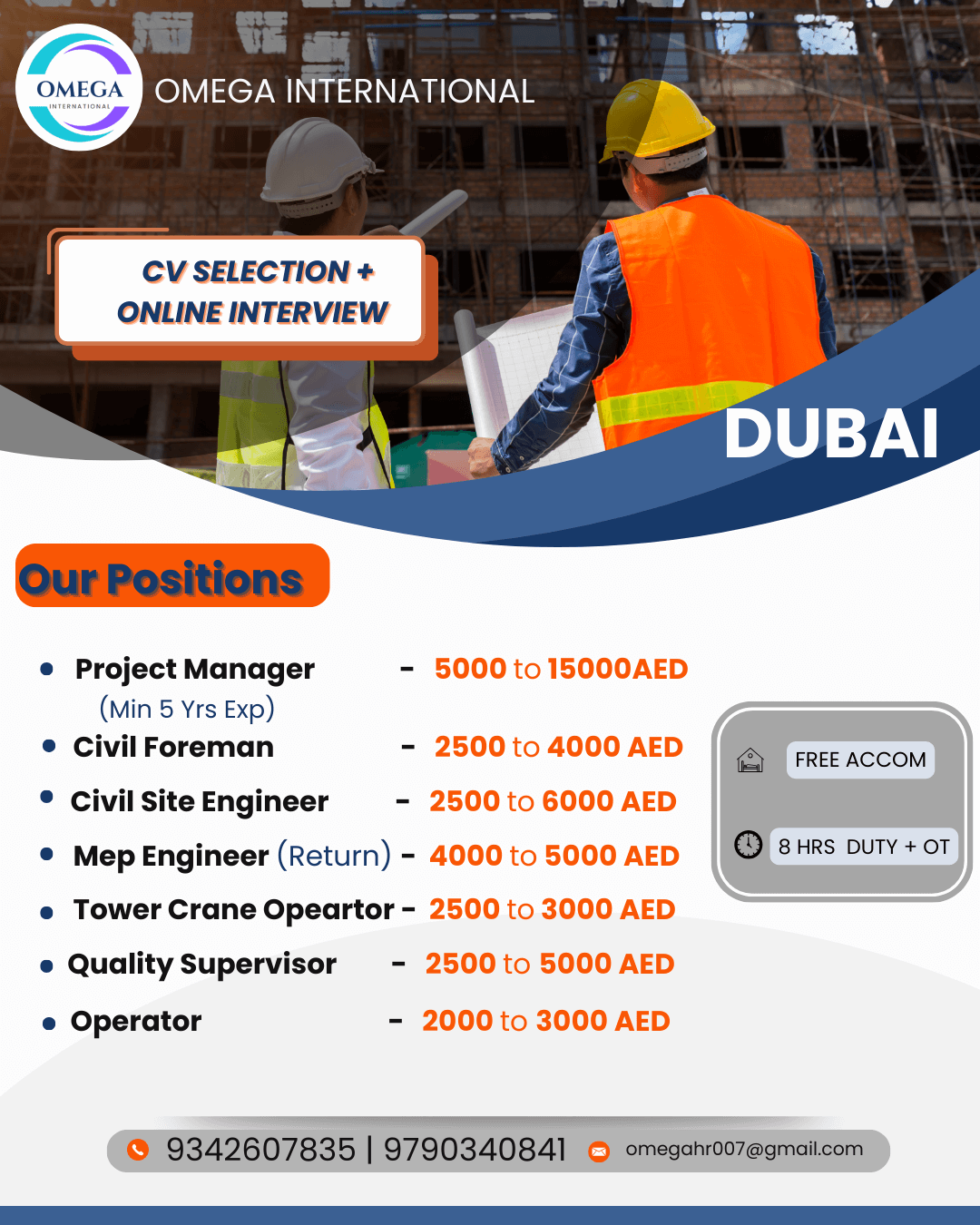URGENTLY HIRING FOR DUBAI