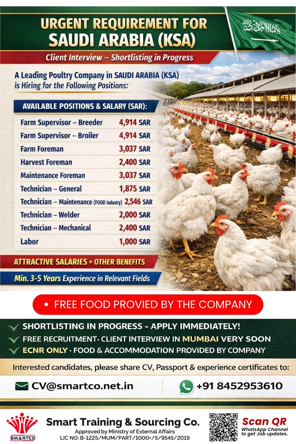 URGENT REQUIREMENT FOR SAUDI ARABIA (KSA)