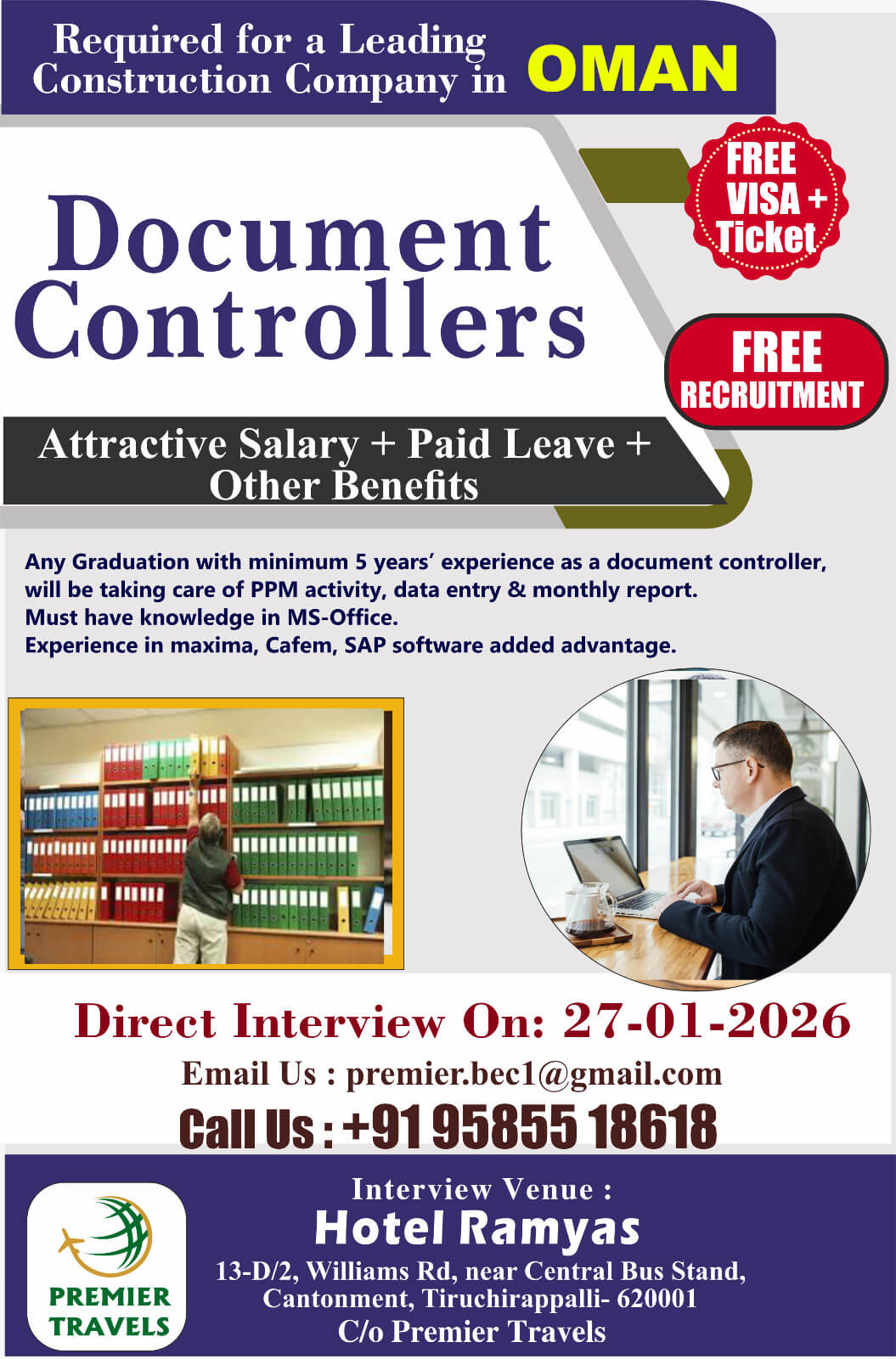 URGENTLY REQUIRED FOR DOCUMENT CONTROLLER