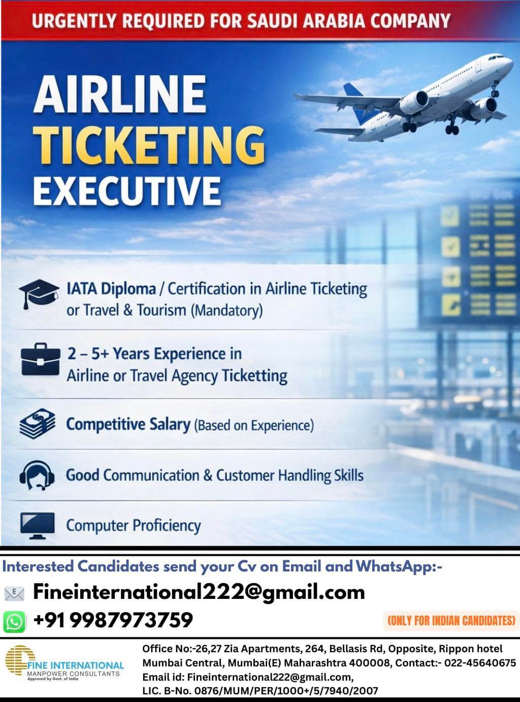 URGENTLY REQUIRED FOR SAUDI ARABIA COMPANY  ONLINE CLIENT INTERVIEW