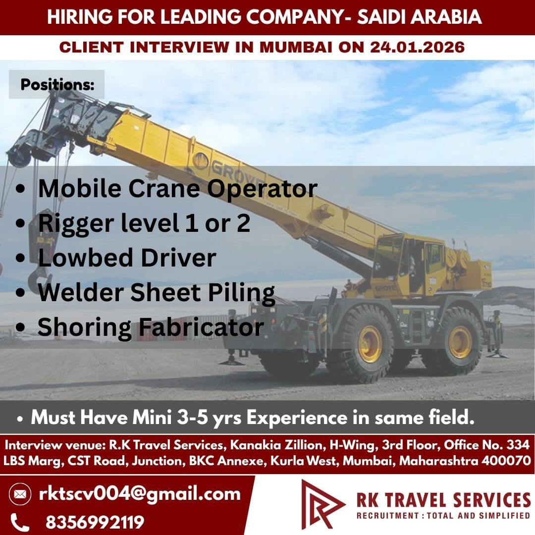 HIRING FOR LEADING COMPANY- SAIDI ARABIA