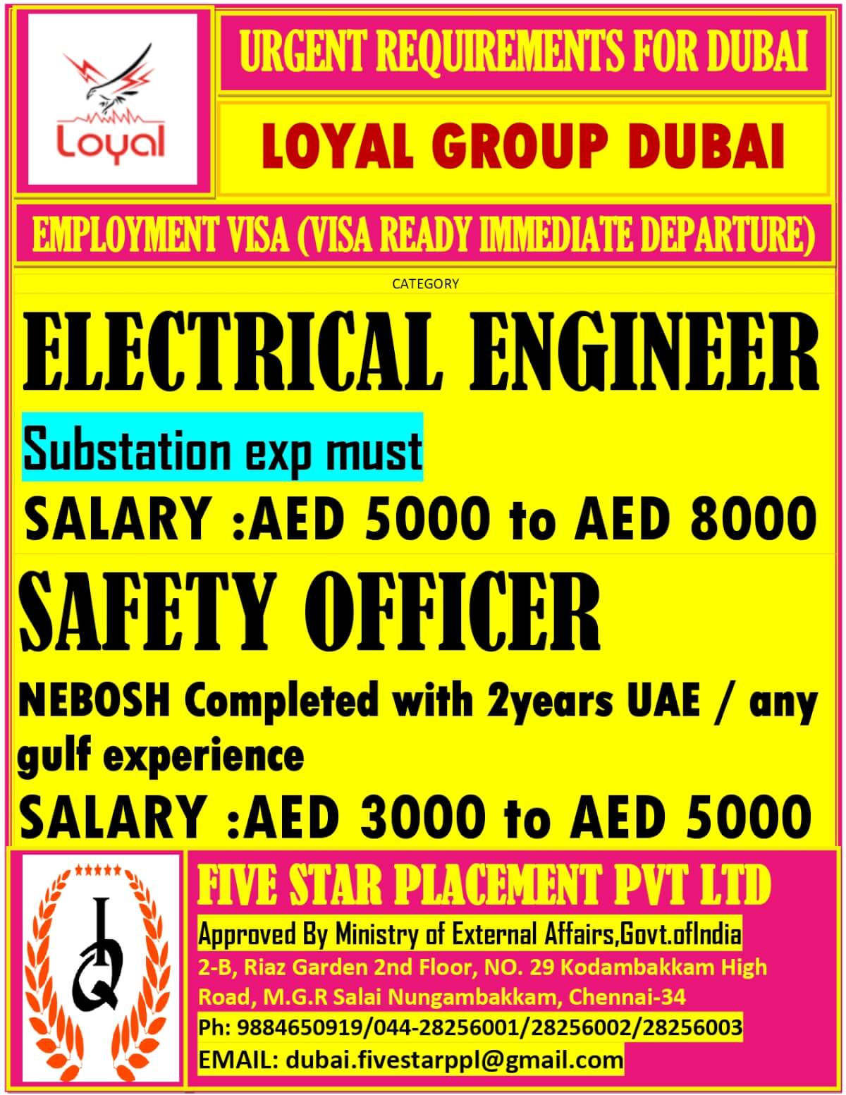 URGENT REQUIREMENT FOR DUBAI