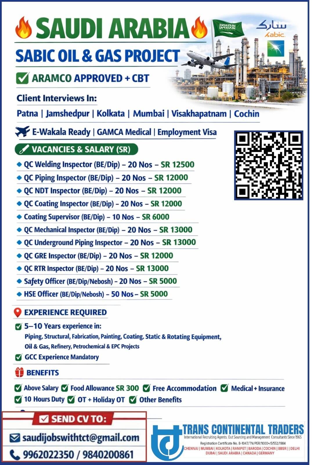 HIRING FOR SABIC PROJECT-QC INSPECTORS