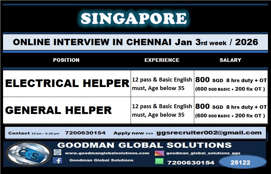 SINGAPORE - ONLINE INTERVIEW IN CHENNAI SINGAPORE - ONLINE INTERVIEW IN CHENNAI