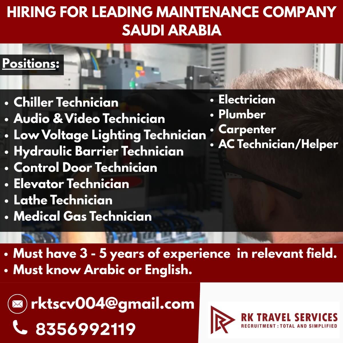 HIRING FOR LEADING MAINTENANCE COMPANY