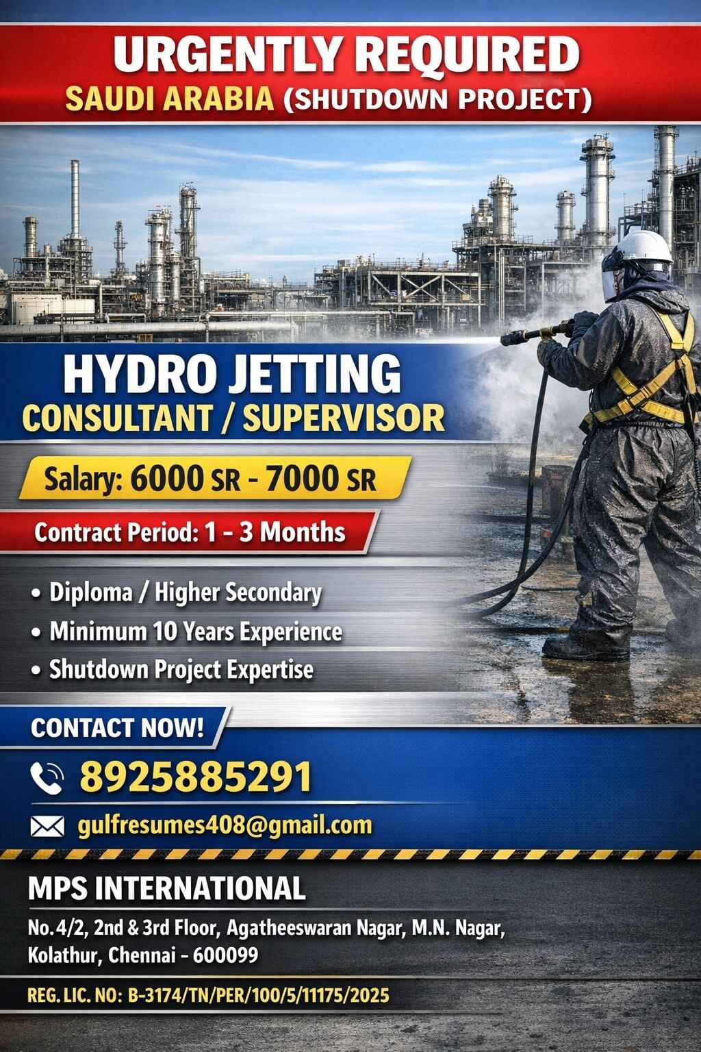 URGENTLY REQUIRED SAUDI ARABIA (SHUTDOWN PROJECT)