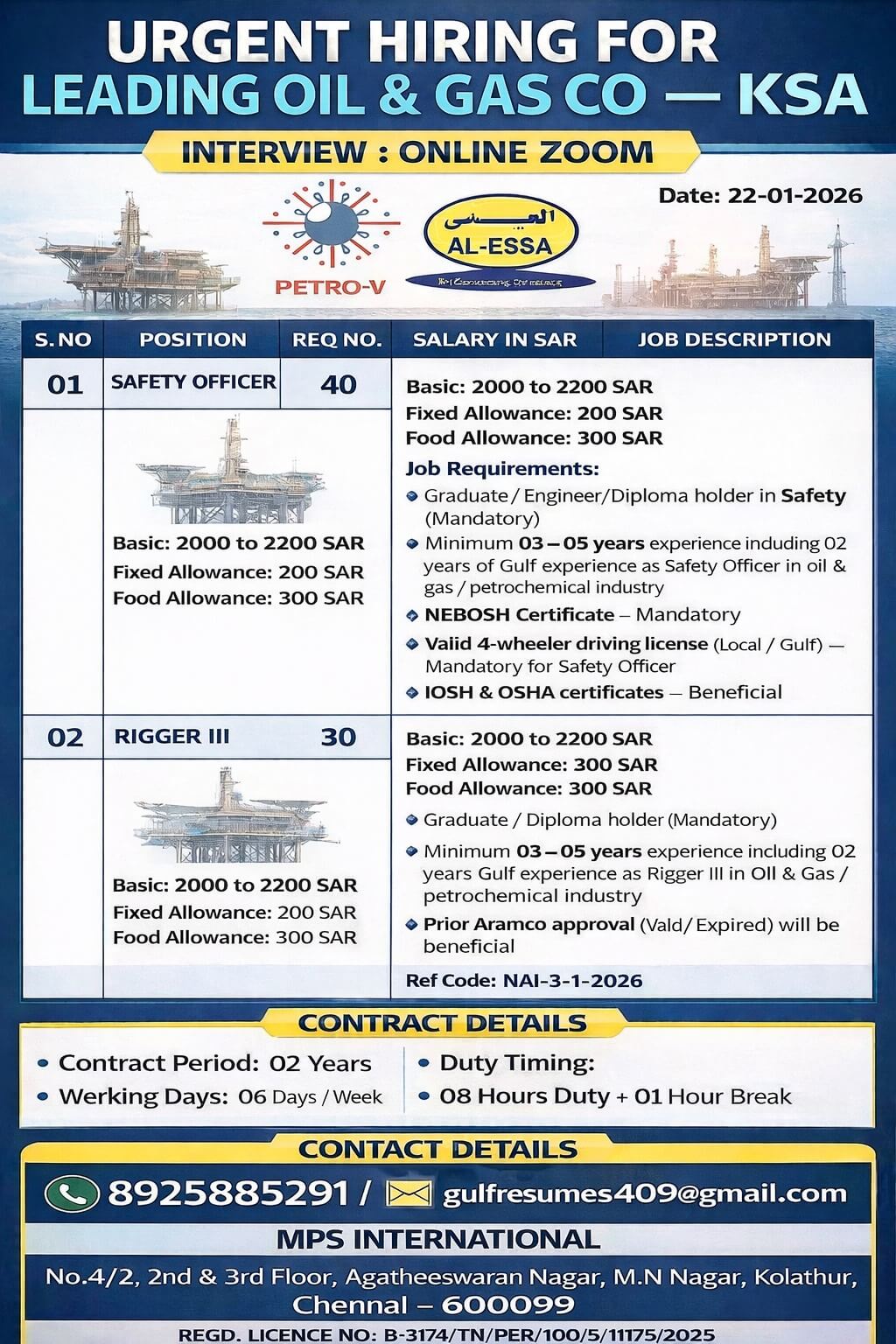 URGENT HIRING FOR LEADING OIL & GAS CO – KSA INTERVIEW: ONLINE (ZOOM) URGENT HIRING FOR LEADING OIL & GAS CO – KSA INTERVIEW: ONLINE (ZOOM)