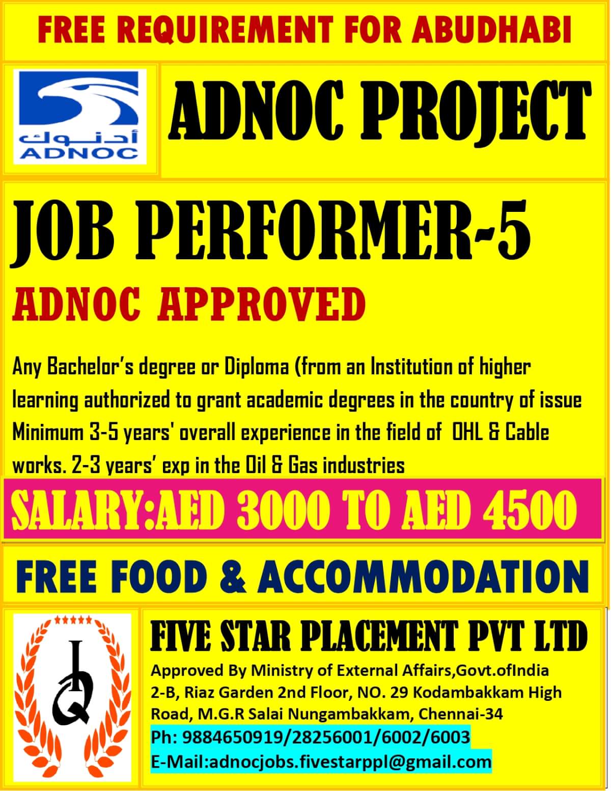 FREE REQUIREMENT FOR ABUDHABI