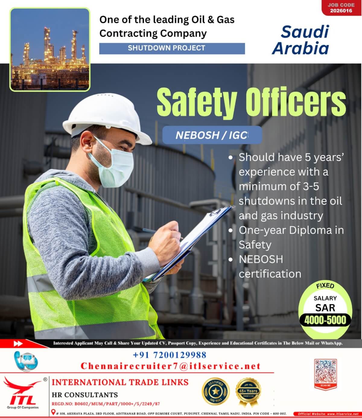 Jjob opening for SAFETY OFFICER SAUDI