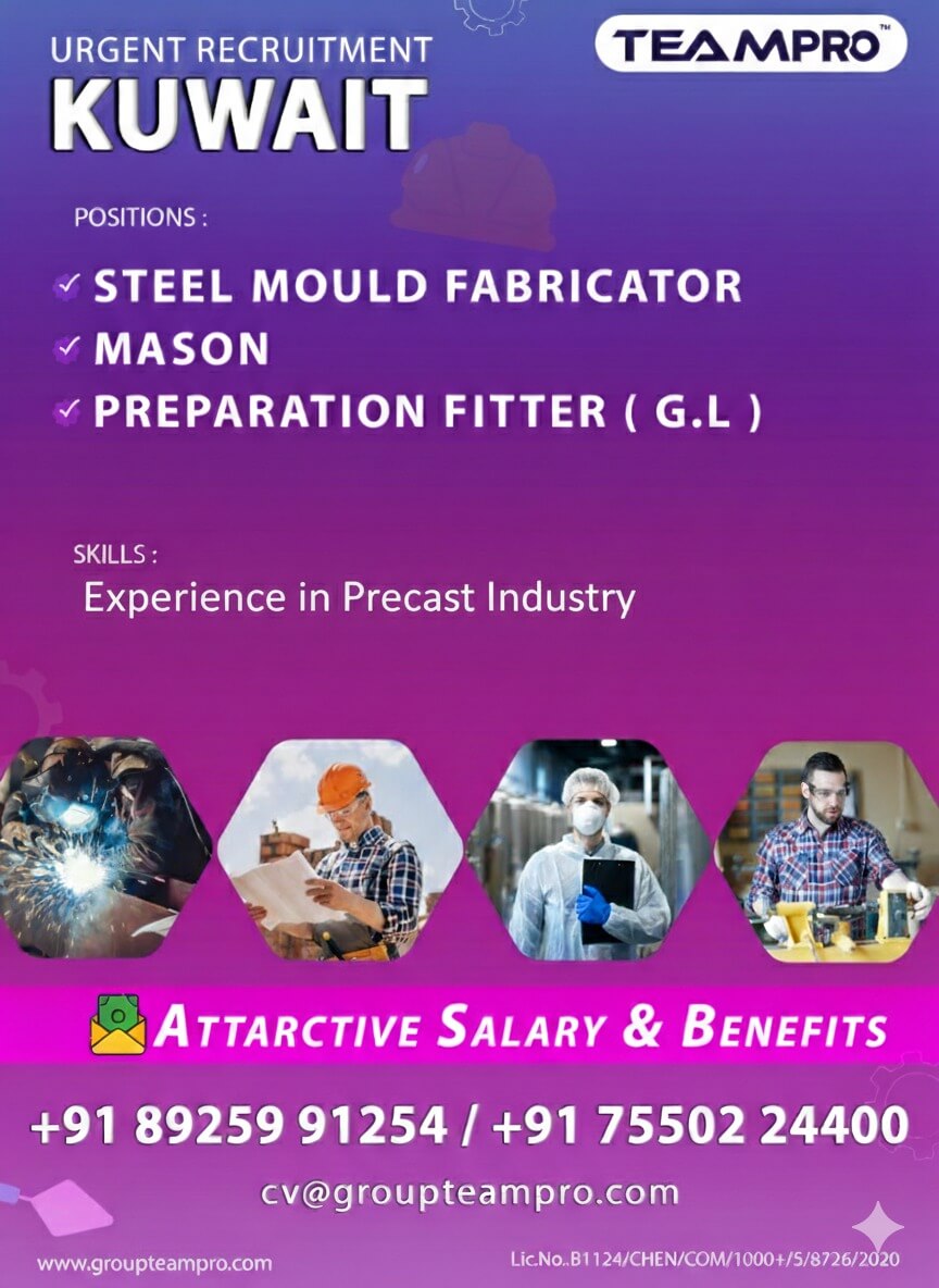 Steel Mould Fabricator ,Mason ,Preparation Fitter (G.L.) Steel Mould Fabricator ,Mason ,Preparation Fitter (G.L.)