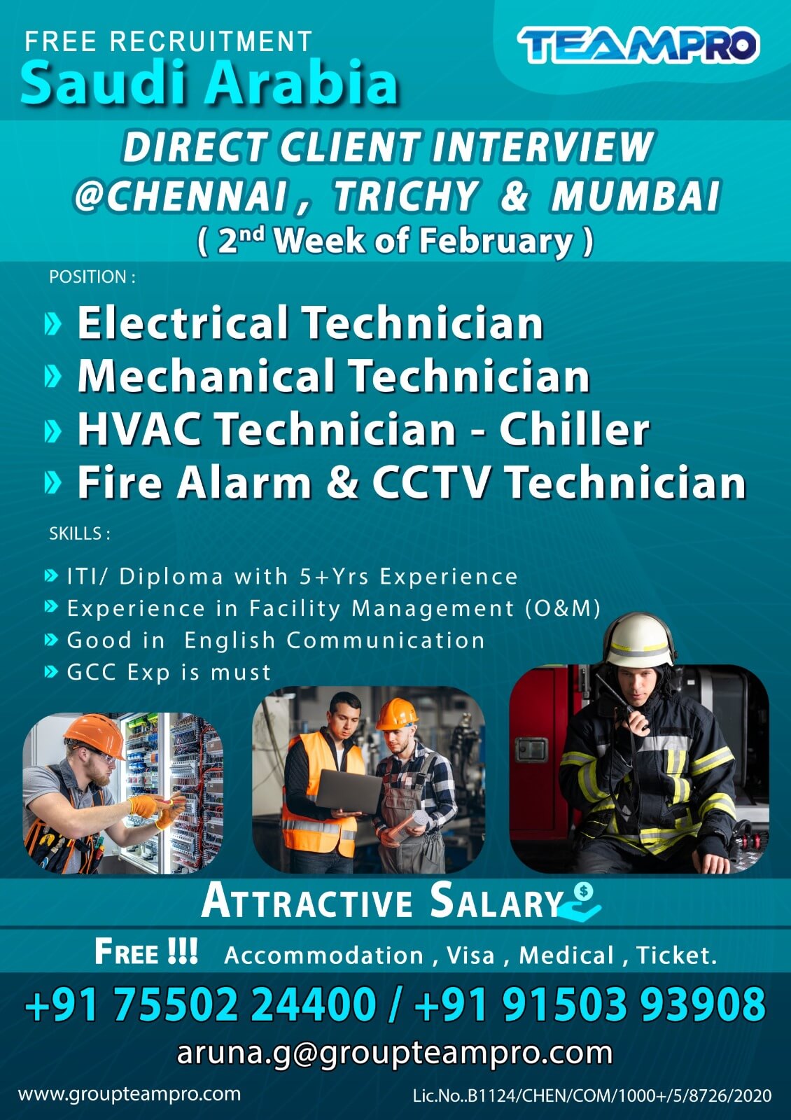 Electrical Technician , Mechanical Technician , HVAC Technician (Chiller) , Fire Alarm & CCTV Technician Electrical Technician , Mechanical Technician , HVAC Technician (Chiller) , Fire Alarm & CCTV Technician