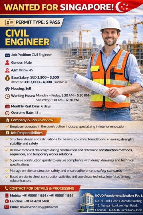Civil Engineer (Singapore Work Experience Required) Civil Engineer (Singapore Work Experience Required)