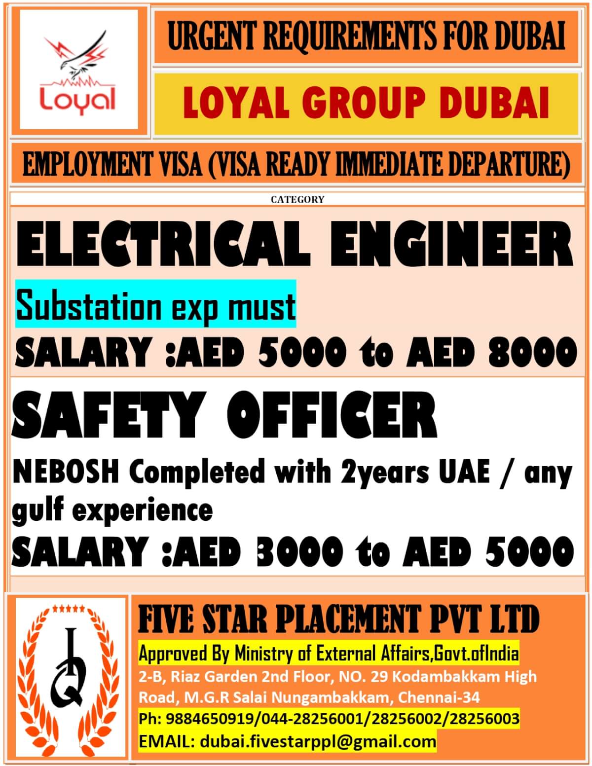 URGENT REQUIREMENT FOR DUBAI