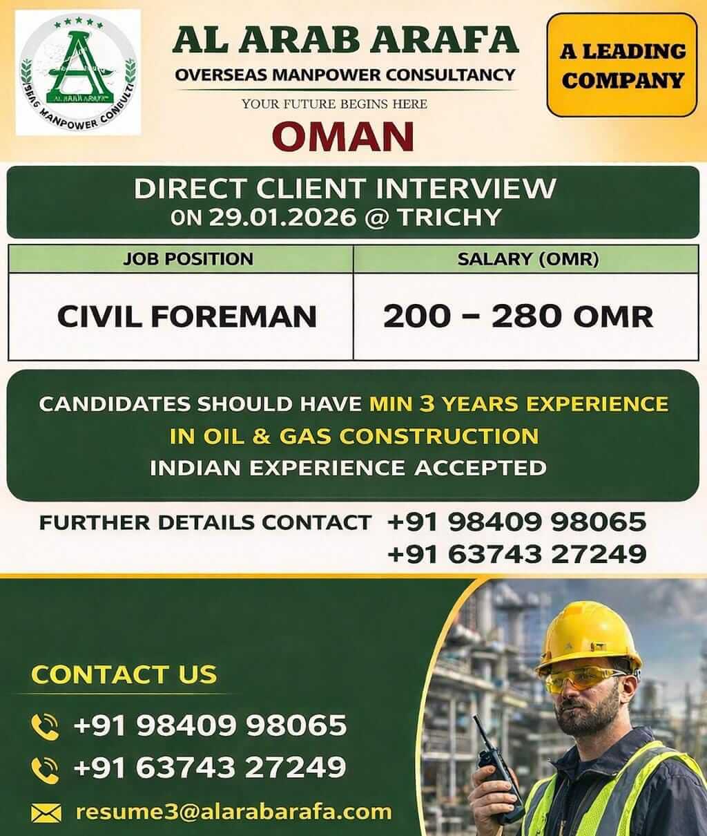 DIRECT CLIENT INTERVIEW ON 29.01.2026 @TRICHY