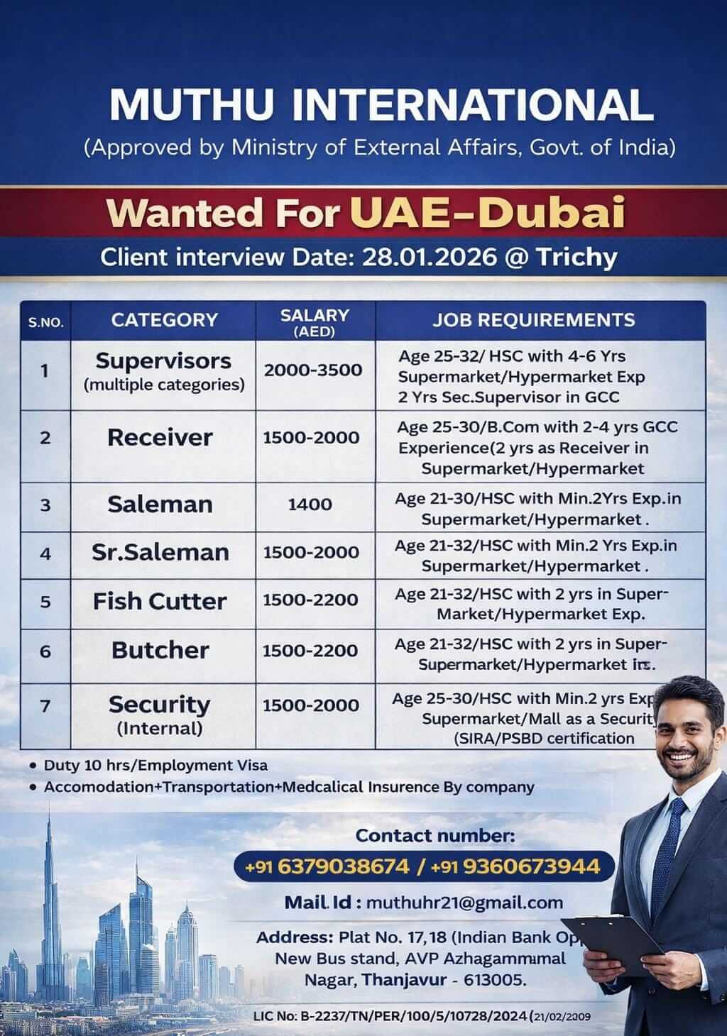 WANTED FOR UAE-DUBAI