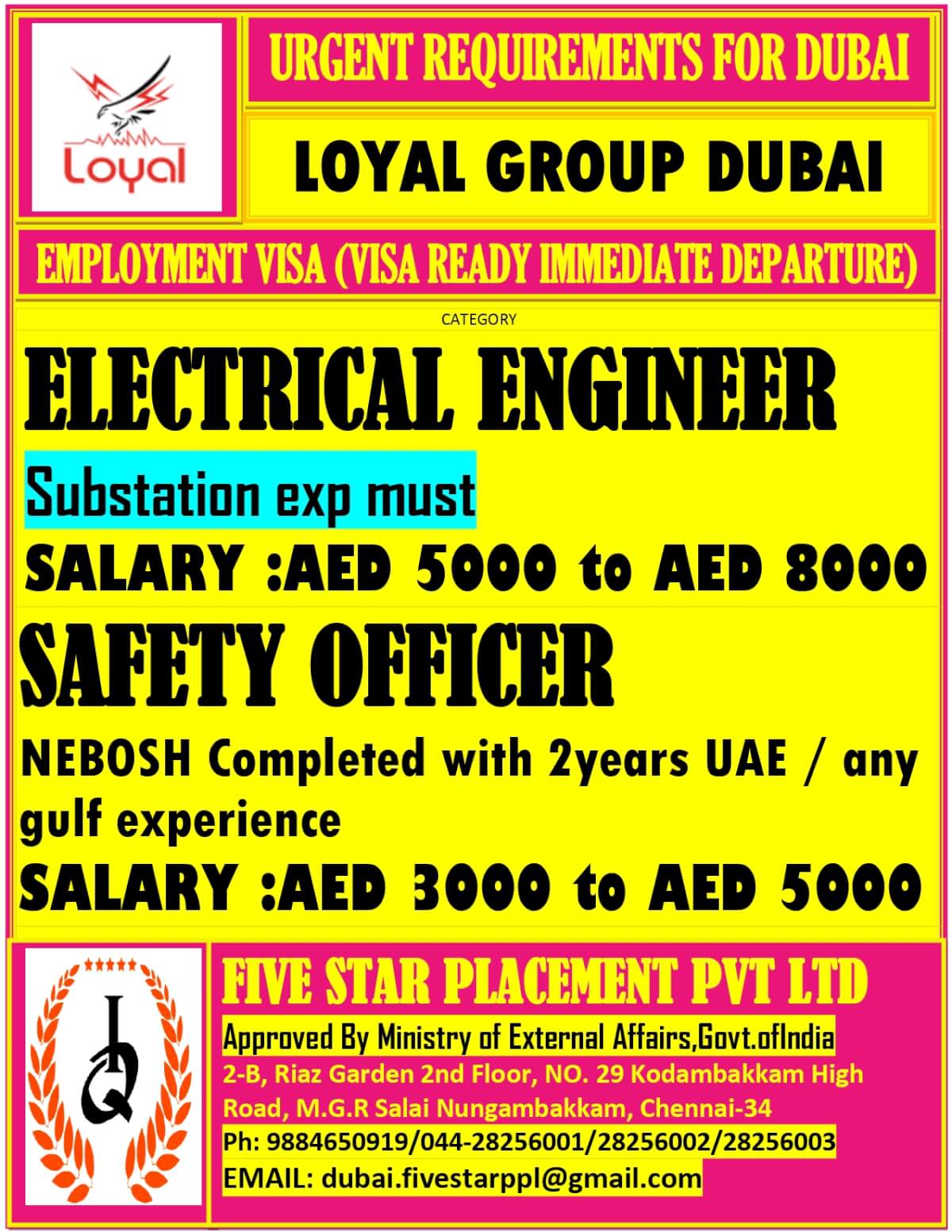 URGENT REQUIREMENT FOR DUBAI