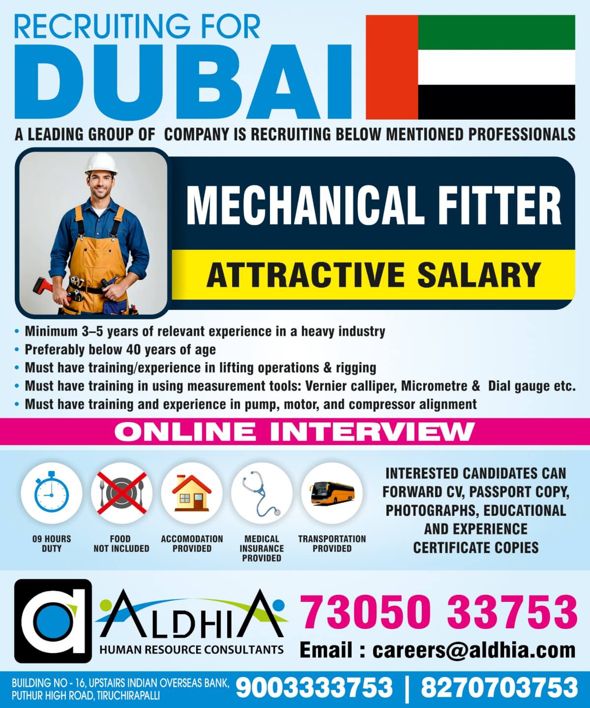 Hiring for Dubai - Mechanical Fitter