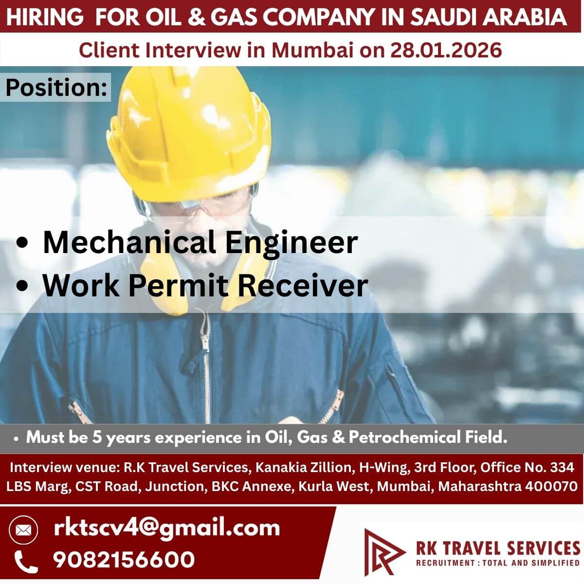Hiring  For oil & gas Company in Saudi Arabia