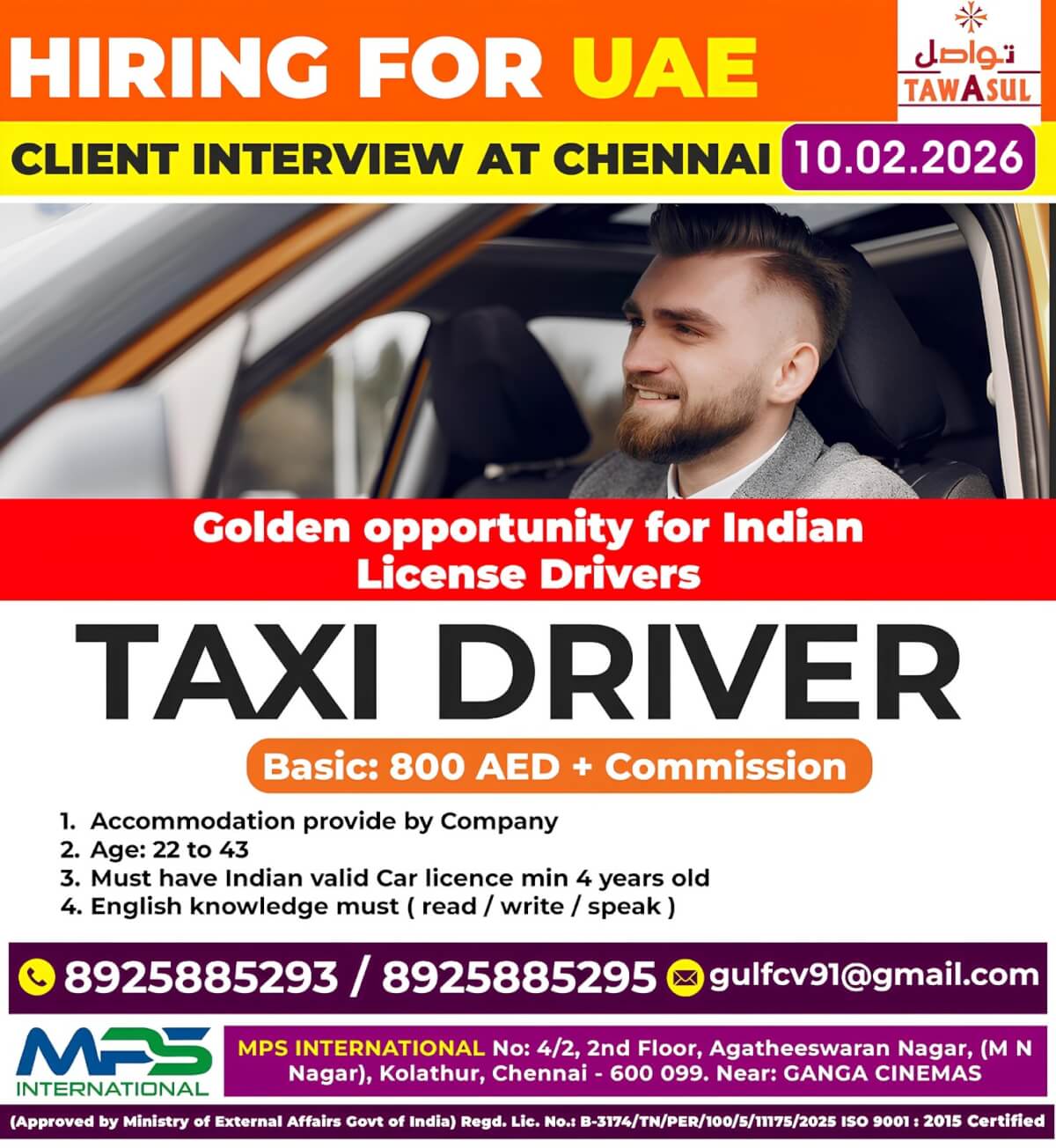 HIRING FOR TAWASUL UAE CLIENT INTERVIEW AT CHENNAI ON 10.02.2026