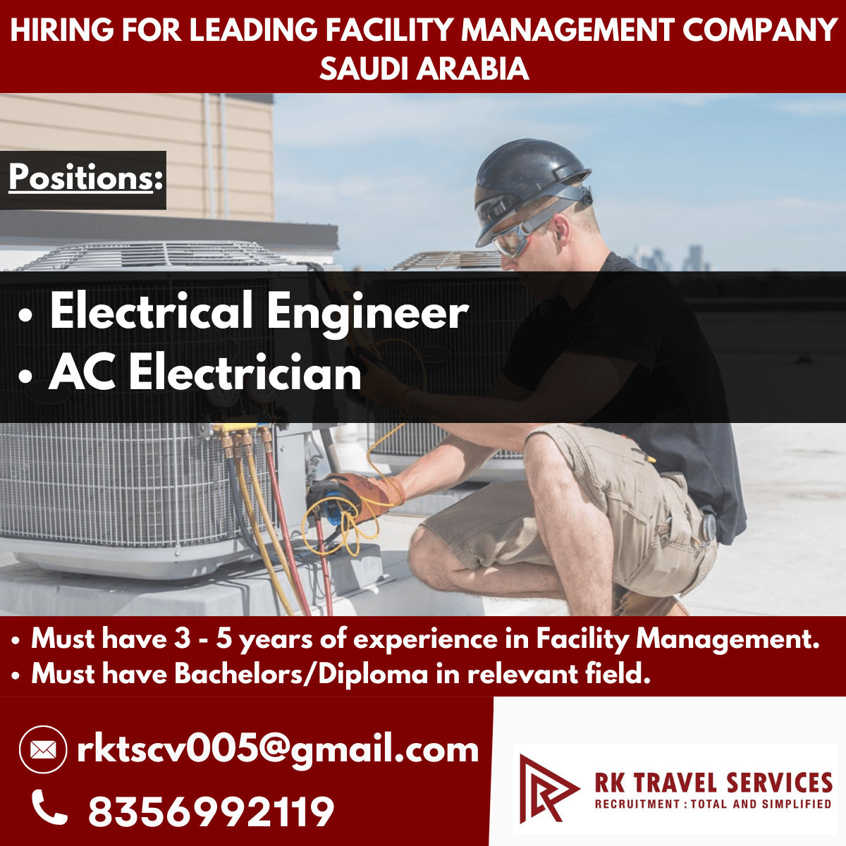 HIRING FOR LEADING FACILITY MANAGEMENT COMPANY SAUDI ARABIA