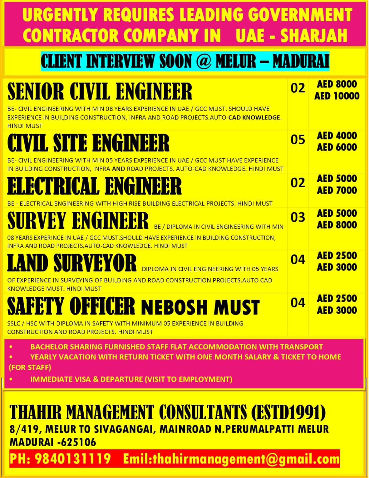 URGENTLY REQUIRES LEADING GOVERNMENT CONTRACTOR COMPANY IN UAE - SHARJAH URGENTLY REQUIRES LEADING GOVERNMENT CONTRACTOR COMPANY IN UAE - SHARJAH
