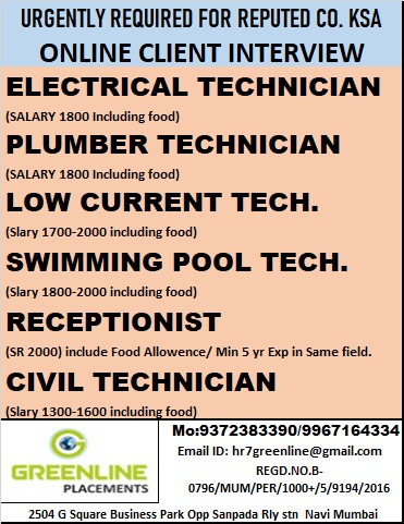 URGENTLY REQUIRED FOR REPUTED CO. KSA URGENTLY REQUIRED FOR REPUTED CO. KSA