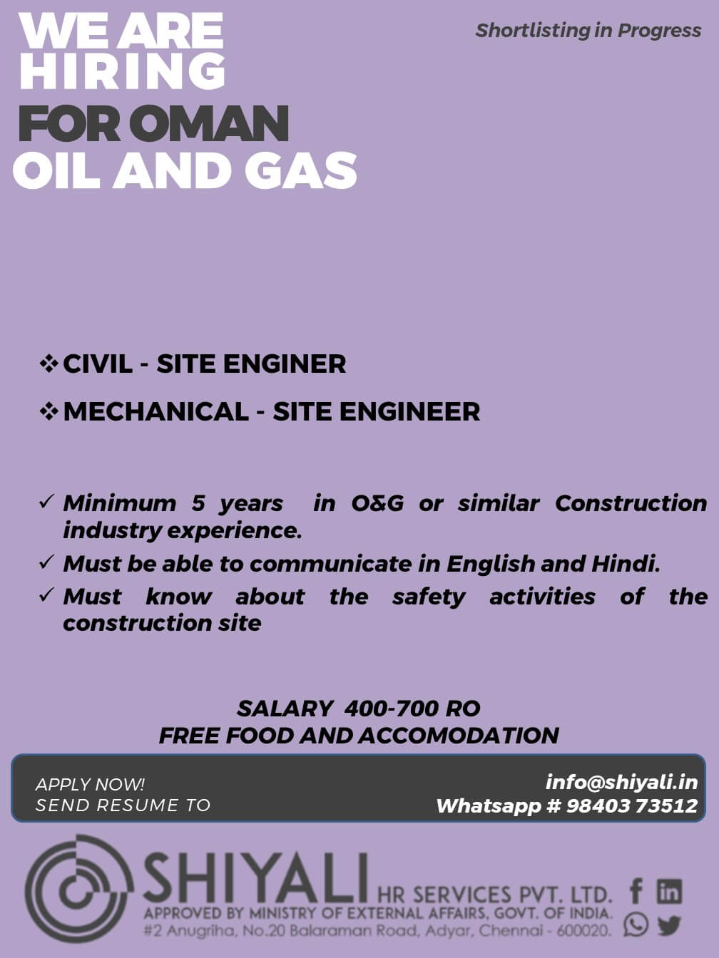 CIVIL / MECHANICAL SITE ENGINEER