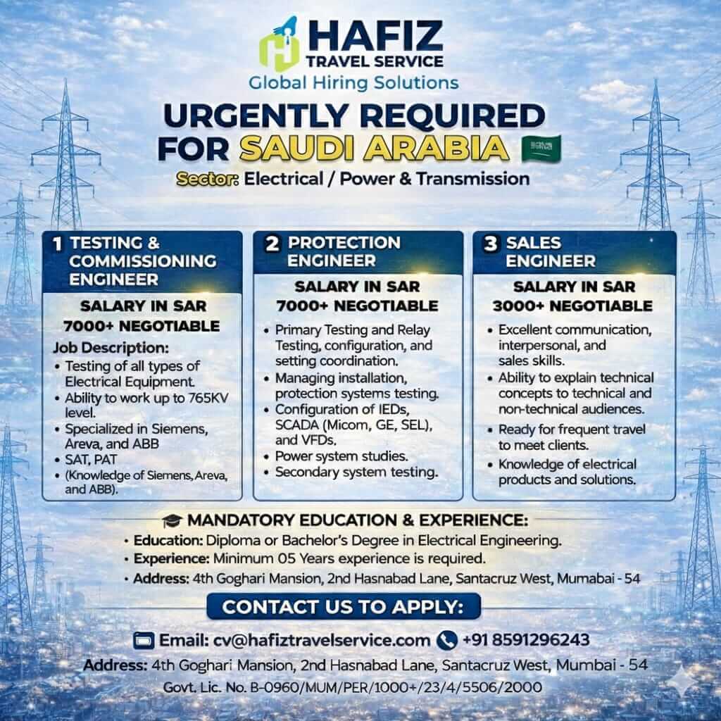 URGENT REQUIREMENT – SAUDI ARABIA (DAMMAM) URGENT REQUIREMENT – SAUDI ARABIA (DAMMAM)