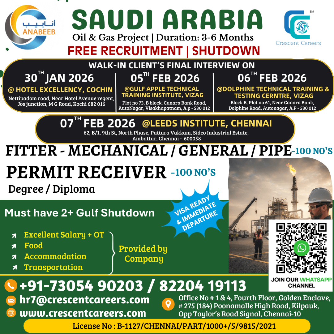 FITTER-GENERAL / MECHANICAL / PIPE / PERMIT RECEIVER