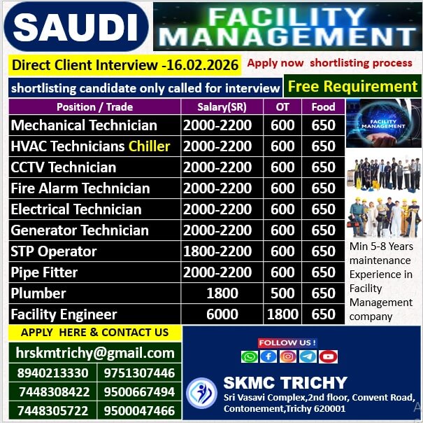 SAUDI-DIRECT CLIENT INTERVIEW-16.02.2026 (MONDAY) FREE REQUIREMENT