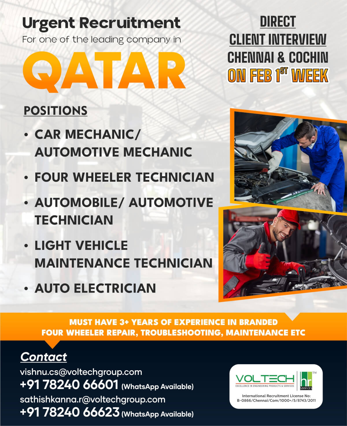 Urgent recruitment for one of the leading company in Qatar Urgent recruitment for one of the leading company in Qatar