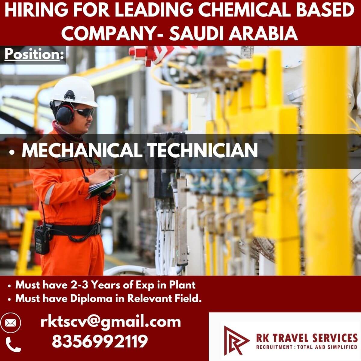 HIRING FOR LEADING CHEMICAL BASED COMPANY-SAUDI ARABIA HIRING FOR LEADING CHEMICAL BASED COMPANY-SAUDI ARABIA