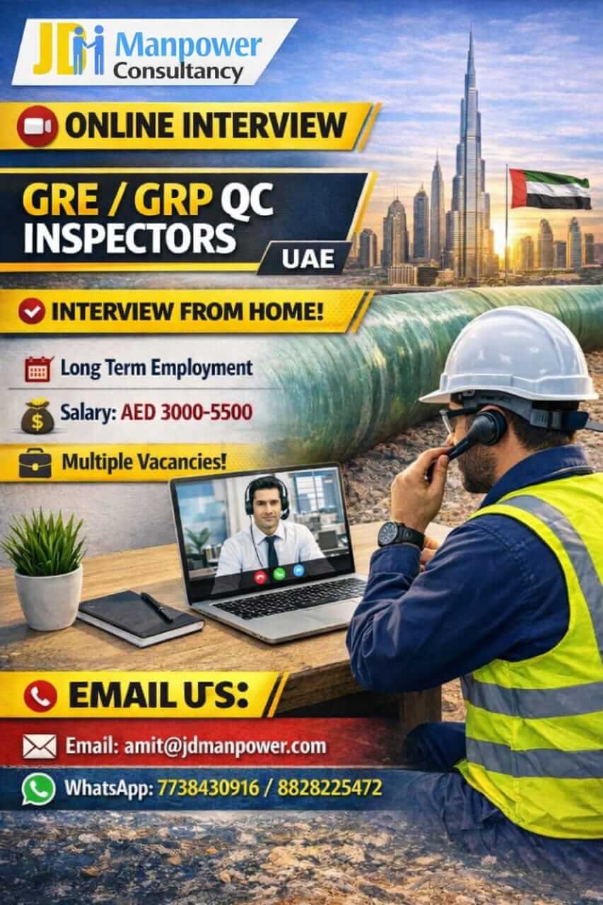 URGENT REQUIREMENT FOR UAE (GRE/GRP QC Inspectors)
