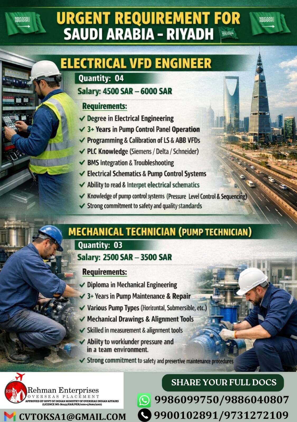 URGENT REQUIREMENT FOR SAUDI ARABIA-RIYADH URGENT REQUIREMENT FOR SAUDI ARABIA-RIYADH