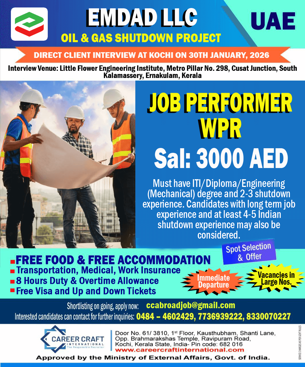 Client Interview at Kochi on 30th January, 2026 for Emdad, Abu Dhabi -