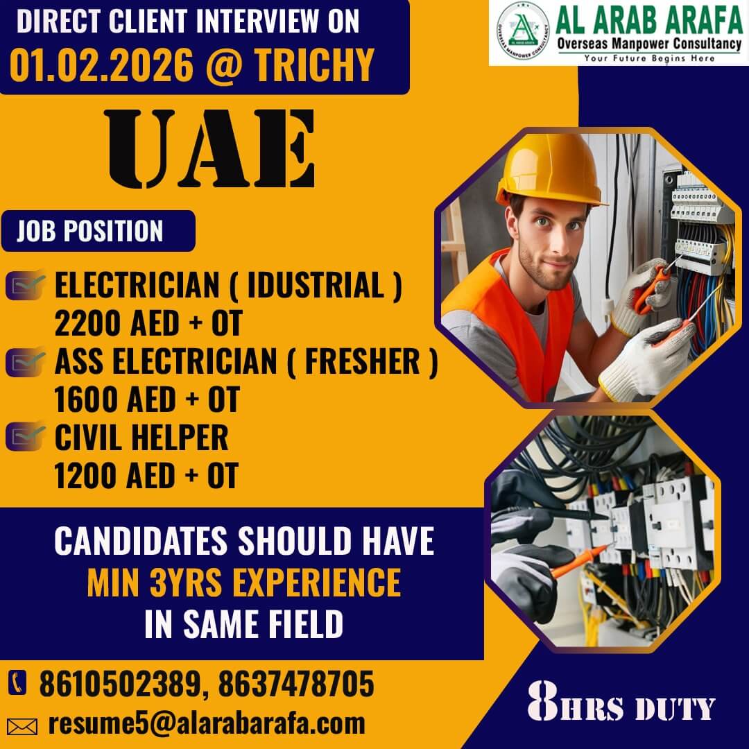 DIRECT CLIETN INTERVIEW ON 01.02.2026 @ TRICHY DIRECT CLIETN INTERVIEW ON 01.02.2026 @ TRICHY