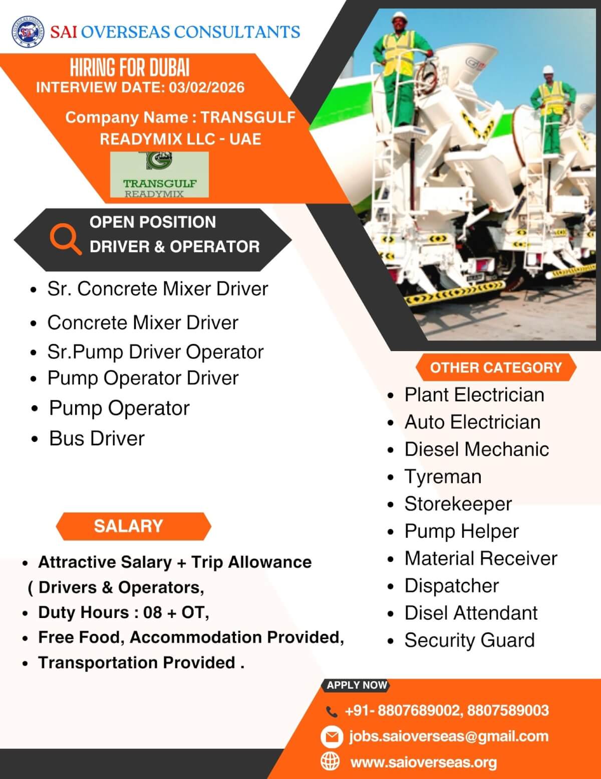 For A Leading READYMIX Company In Dubai For A Leading READYMIX Company In Dubai