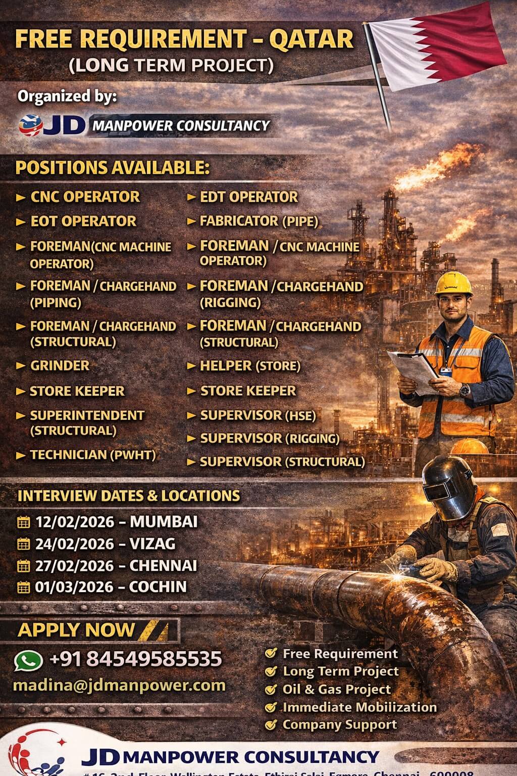 FREE REQUIREMENT FOR QATAR LONG TERM PROJECT