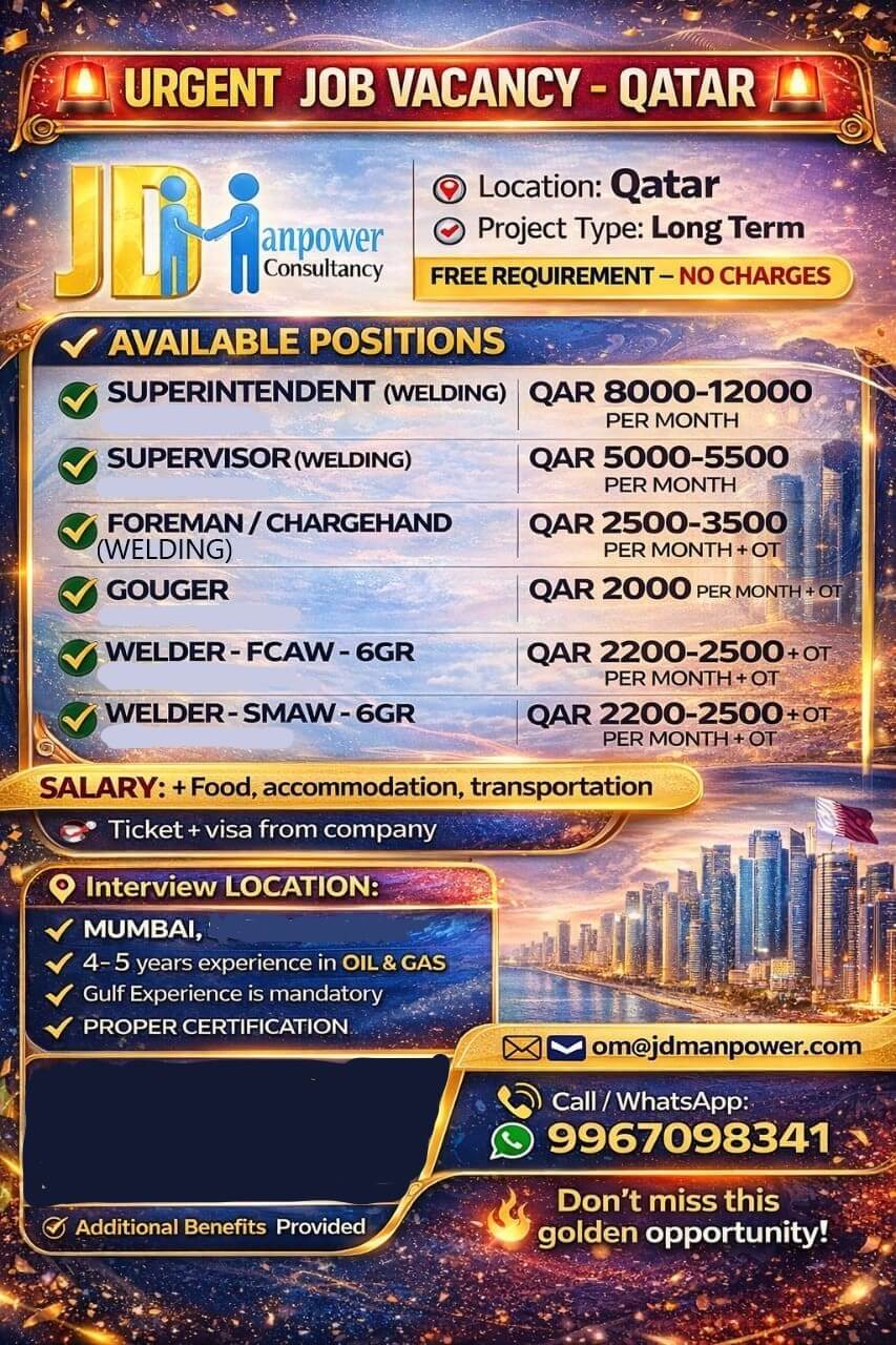URGENT JOB VACANCY – QATAR