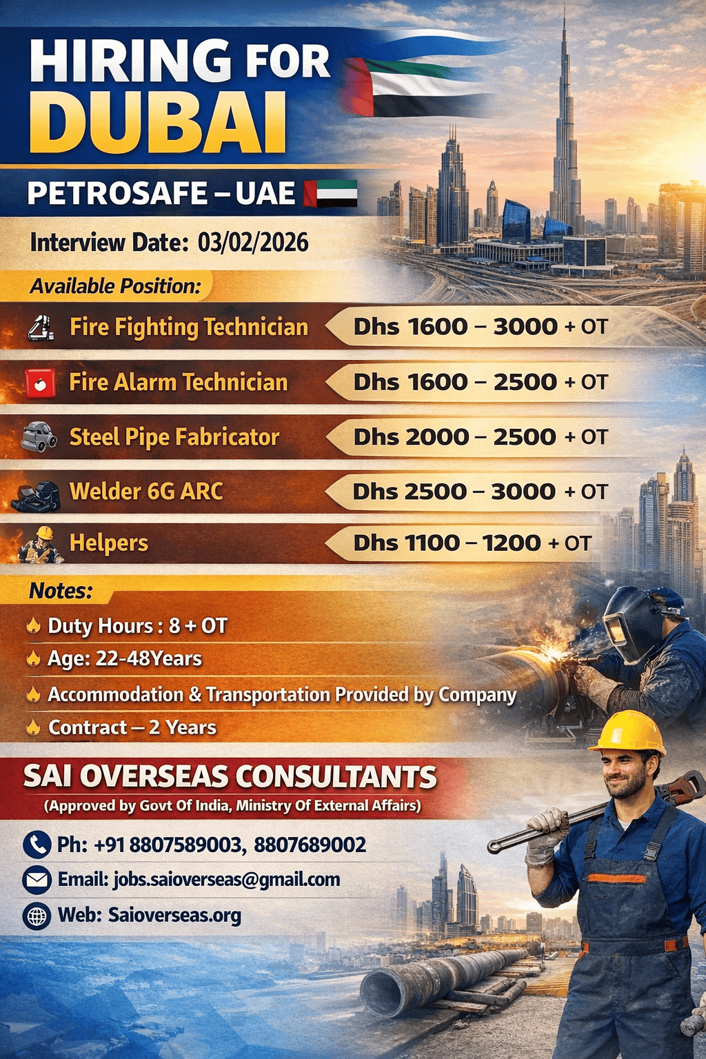 Urgent Required For Reputed Company Dubai