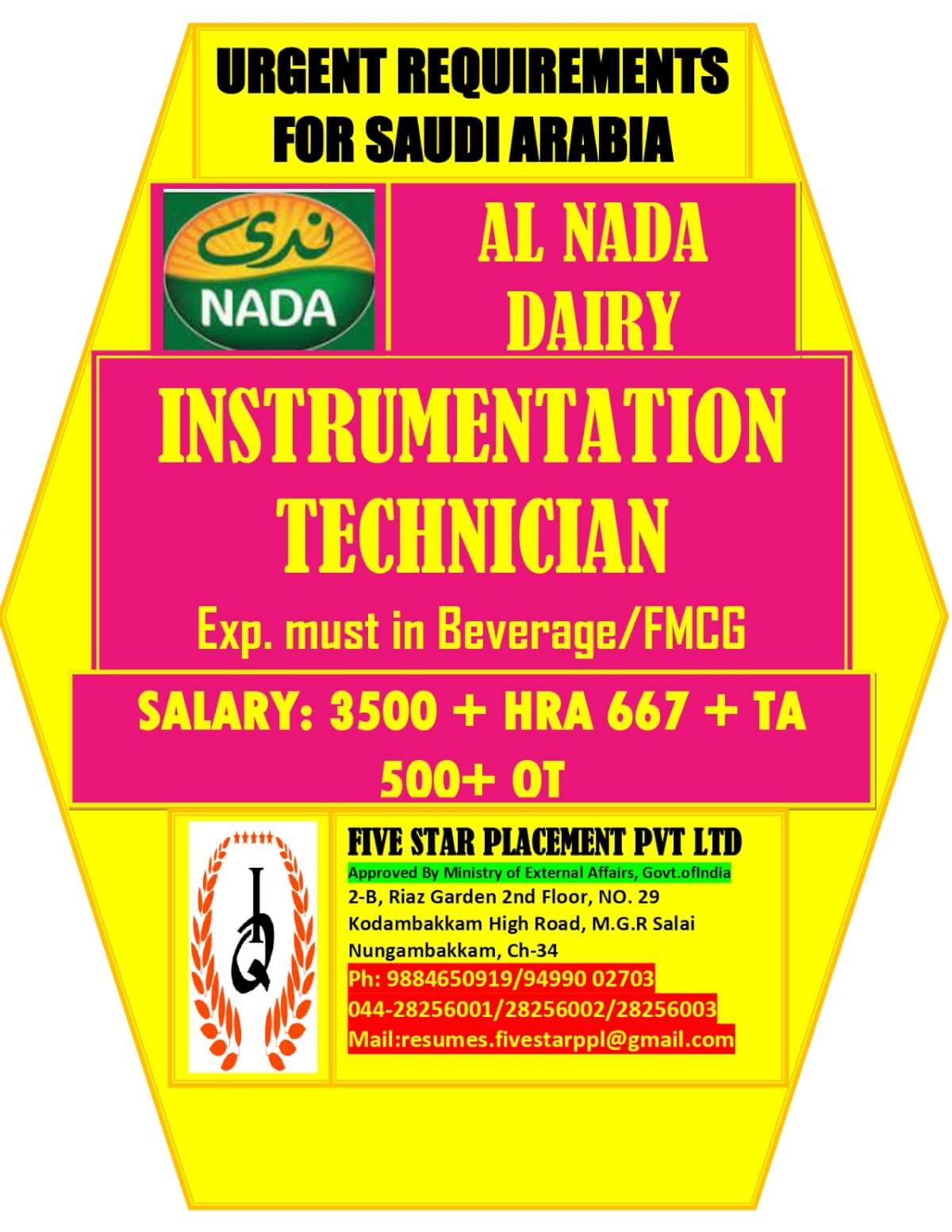 URGENT REQUIREMENT FOR SAUDI ARABIA URGENT REQUIREMENT FOR SAUDI ARABIA