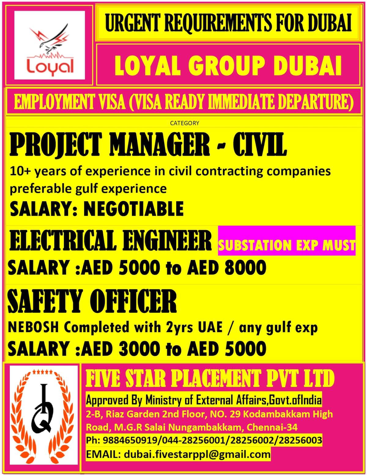 URGENT REQUIREMENTS FOR DUBAI URGENT REQUIREMENTS FOR DUBAI